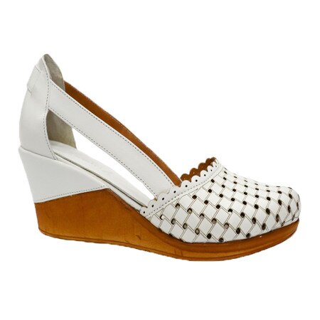 Pantofi clasici de vara, design de patratele imprimate, D&J Exclusive, Alb