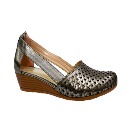 Pantofi cu talpa plina si varf rotund, D&J Exclusive, Argintiu