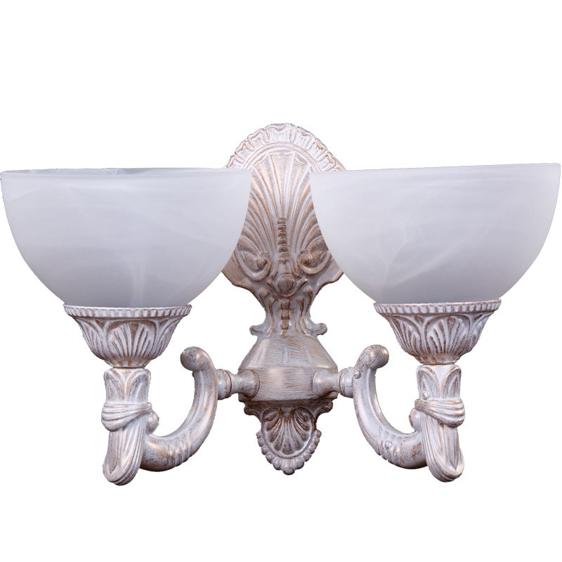 Aplica BUSSY LIGHTING 3075 2 brate E27 2x60W finisaj Alb patinata / sticla alb