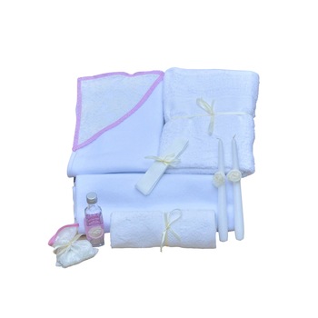 Trusou botez biserica complet alb cu roz, Couture Bebe Trusou botez biserica complet alb cu roz, Couture Bebe