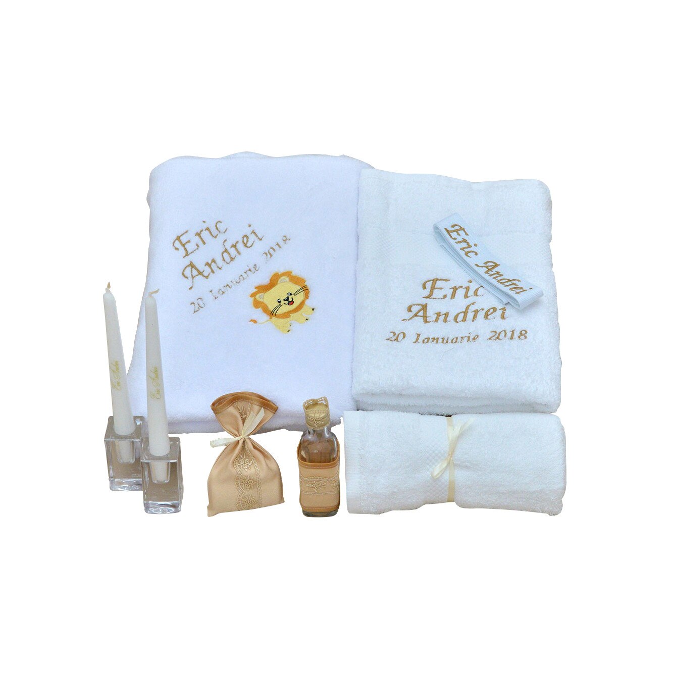 Trusou botez brodat complet Leu, Couture Bebe