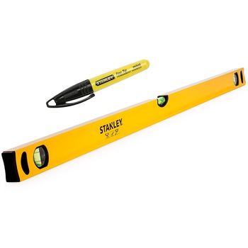 Nivela Stanley Classic aluminiu, 1200 mm, 2 fiole + Minimarker Stanley negru 1-47-324 Nivela Stanley Classic aluminiu, 1200 mm, 2 fiole + Minimarker Stanley negru 1-47-324