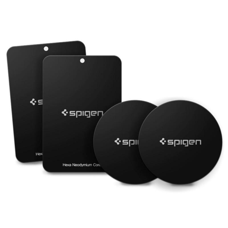 Set 4 placute metalice Spigen Kuel A210 pentru suporturi auto magnetici, Negru