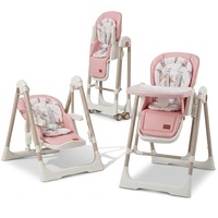 Scaun de Masa RoyalFun® Multifunctional 4 in 1 Pentru Bebelusi, Leagan, Inaltime Ajustabila, Pliabil, Varsta 6-36 Luni, Centura 5 Puncte, Tavita Reglabila si Detasabila, 4 Roti cu Infranare, Roz