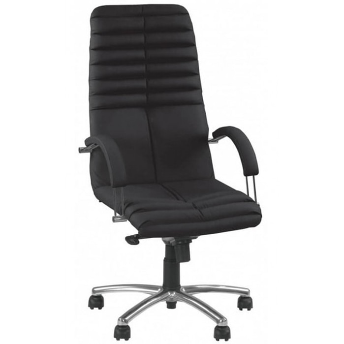 Scaun directorial GALAXY STEEL CHROME, Negru piele naturala