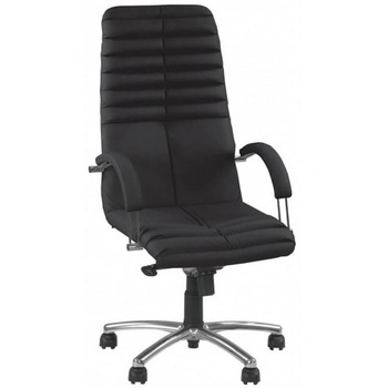 Scaun directorial GALAXY STEEL CHROME, Negru piele naturala Scaun directorial GALAXY STEEL CHROME, Negru piele naturala