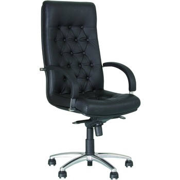 Scaun directorial FIDEL LUX STEEL CHROME, Negru piele naturala Scaun directorial FIDEL LUX STEEL CHROME, Negru piele naturala