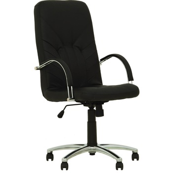 Scaun directorial MANAGER STEEL CHROME, Negru piele ecologica Scaun directorial MANAGER STEEL CHROME, Negru piele ecologica