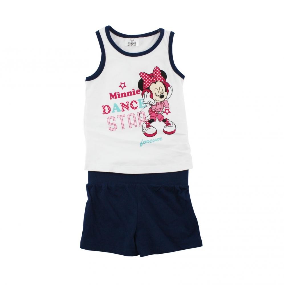 Set tricou fara maneci si pantaloni scurti Disney Minnie Mouse Bleumarin