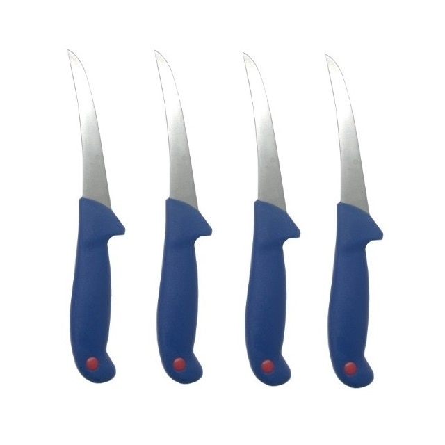 Set 4 cutite profesionale pentru macelarie, lama curbata , pentru dezosat