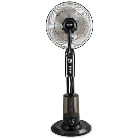 Ventilator cu pulverizare apa Zass ZMF 01 B, 75W, 3,2L capacitate rezervor, Pulverizare super fina 320 ml/h, 3 trepte, Negru