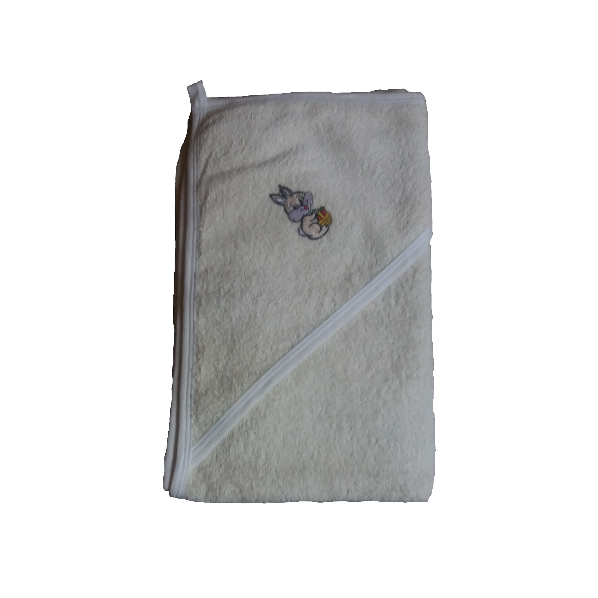 Prosop de baie din bumbac, cu gluga pentru bebelusi, 80x100cm, crem