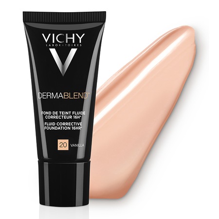 Fond de ten corector fluid rezistenta 16h SPF 35 Vichy Dermablend pentru tenul normal sau uscat Nuanta 20 Vanilla, 30 ml