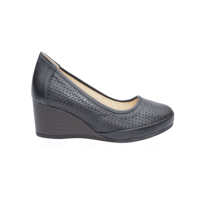 Pantofi cu talpa tip pana de inaltime medie si design impletit, D&J Exclusive, Negru