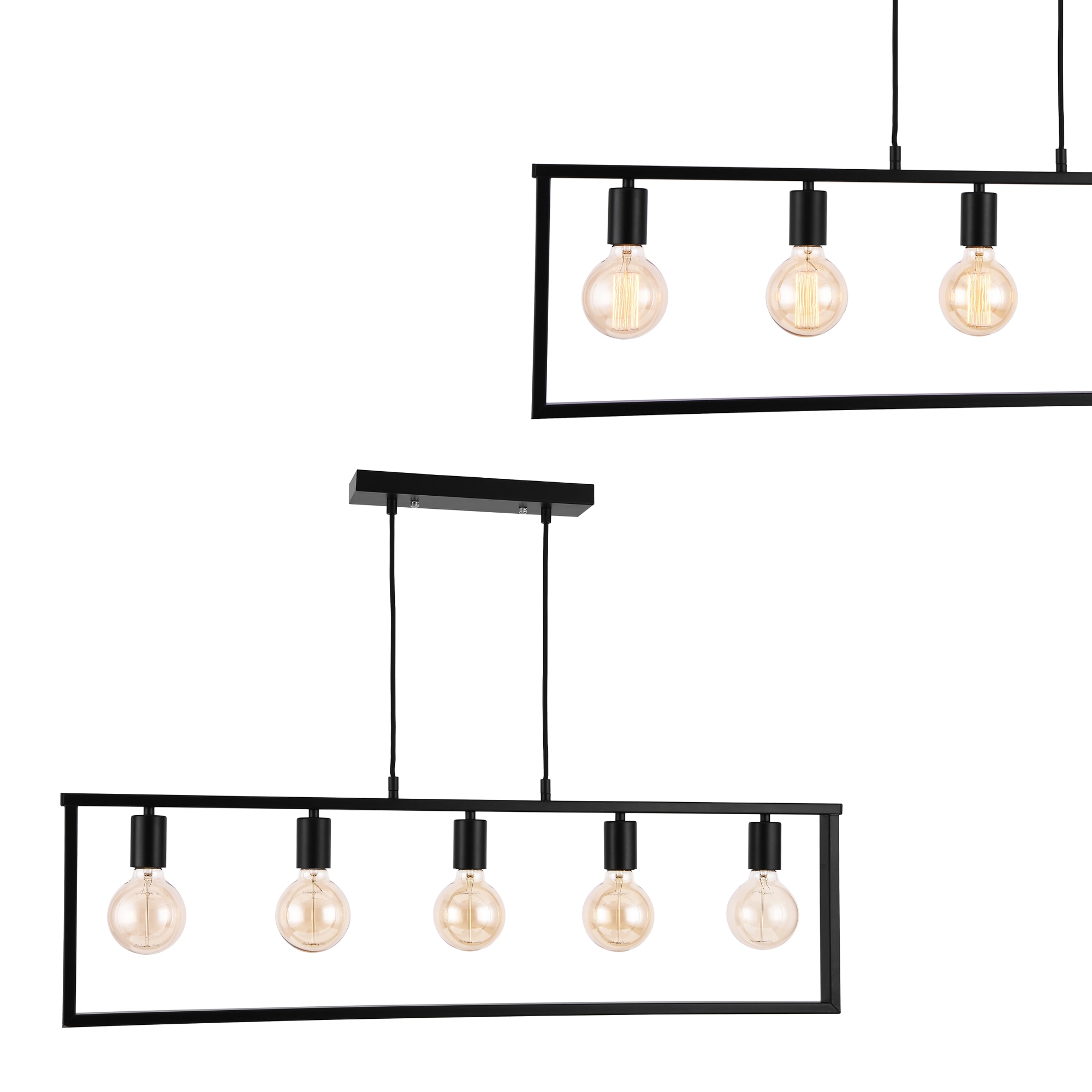 Lustra design decorativ Glasgow, E27, 5 fasunguri, 60 W, metal, negru