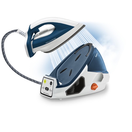 Statie de calcat Tefal Pro Express GV7830E0, 2400 W, 6.9 bari, 0 - 120 g/min, jet de abur 450 g/min, 1.6 l, Talpa AirGlide Autoclean, anticalcar, Alb/Albastru