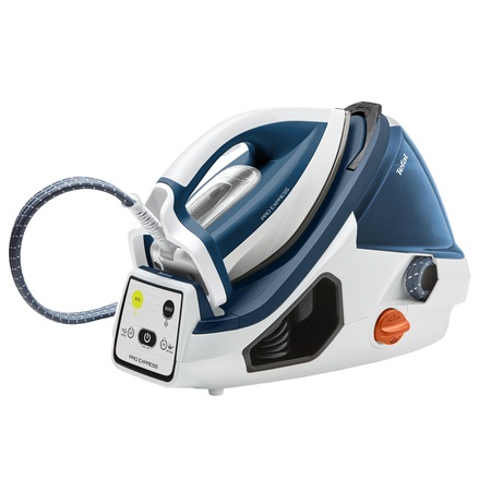 Statie de calcat Tefal Pro Express GV7830E0, 2400 W, 6.9 bari, 0 - 120 g/min, jet de abur 450 g/min, 1.6 l, Talpa AirGlide Autoclean, anticalcar, Alb/Albastru