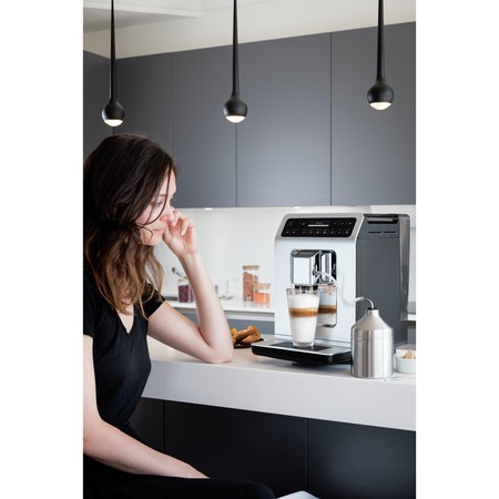 Espressor Automat Krups Evidence EA891110 XS60000, 1450W, 15 bari, functie One-Touch Cappuccino, alb, display intuitiv, rezervor de apa de capacitate mare, Negru/Alb