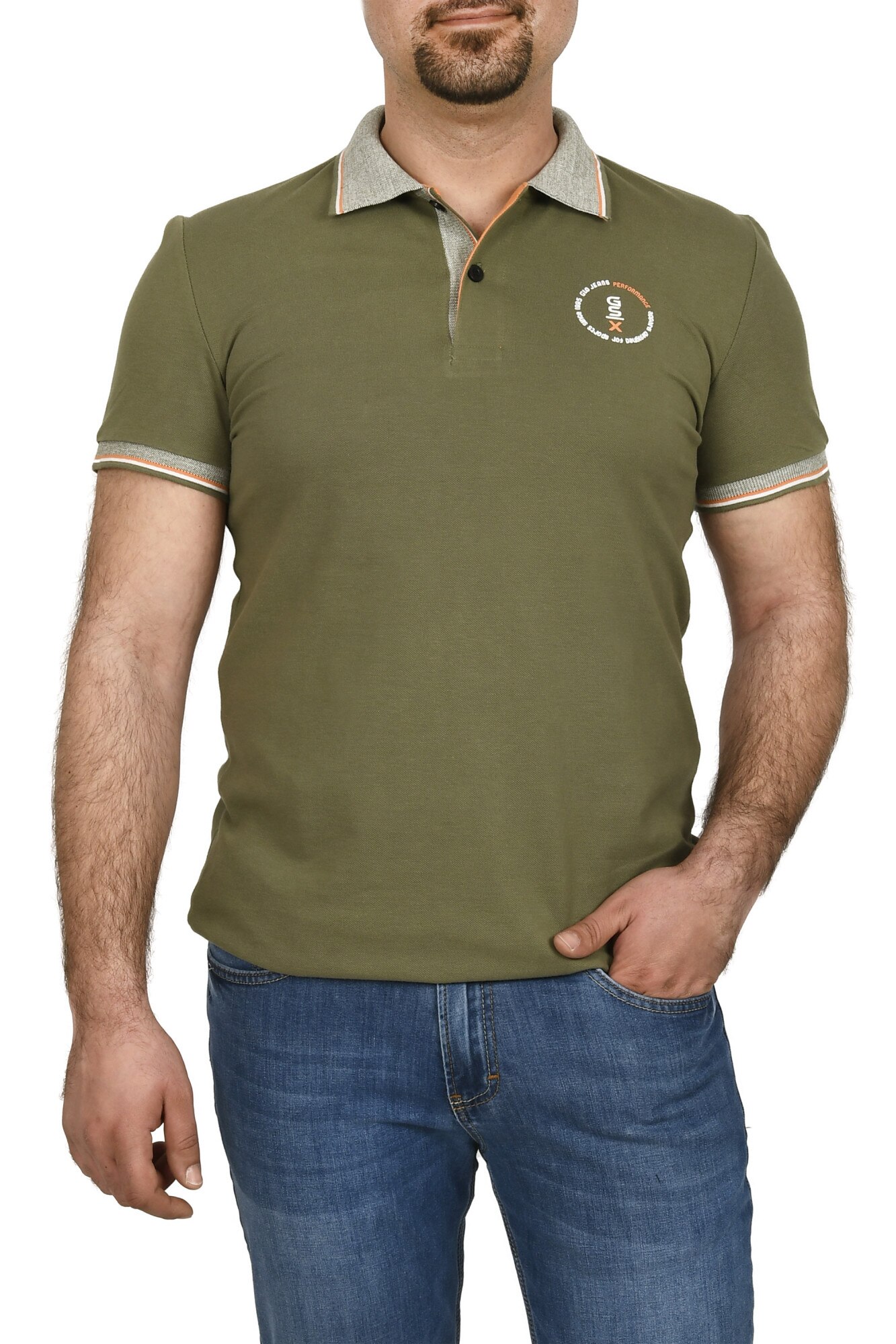 Tricou polo slim fit,GloStory,Kaki, Kaki