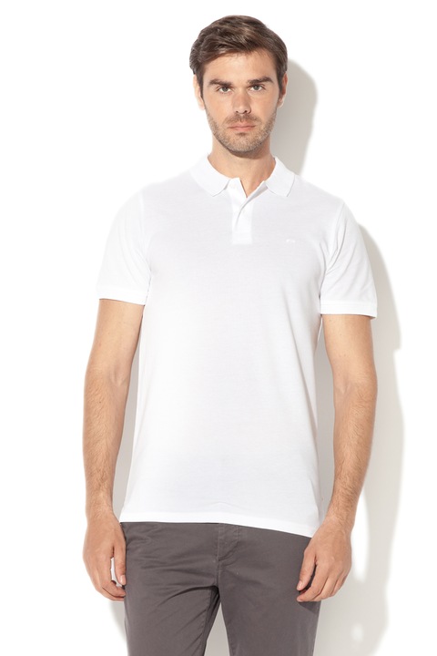 Jack & Jones, Тениска по тялото с яка, Бял