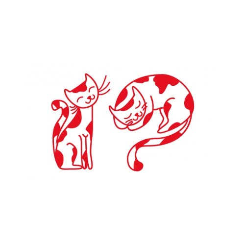 Sticker decorativ StickerStore 2 pisici, 40x28 cm, Rosu