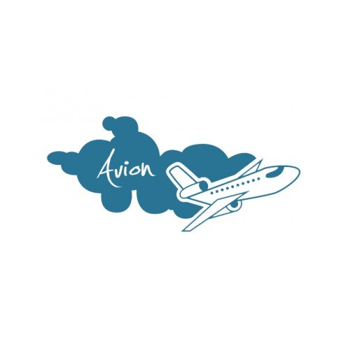 Sticker decorativ StickerStore Avion, 46x22 cm, Albastru