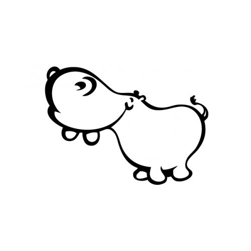 Sticker decorativ StickerStore Un hipopotam, 40x30 cm, Negru