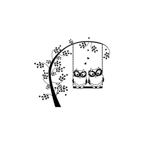 Sticker decorativ StickerStore Bufnite iubarete, 100x92 cm, Negru