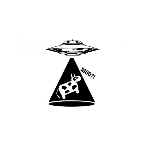 Sticker decorativ StickerStore UFO si vaca, 100x80 cm, Negru