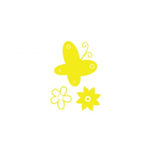 Sticker decorativ StickerStore Fluture si flori, 20x15 cm, Galben