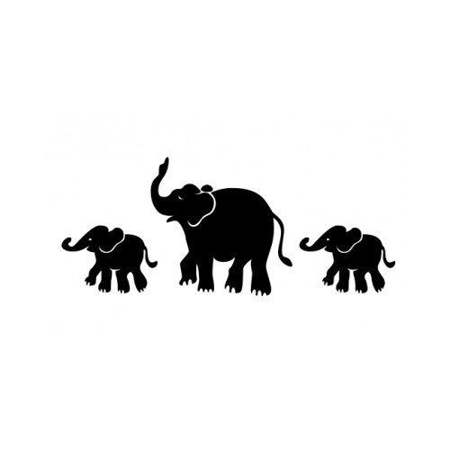 Sticker decorativ StickerStore 3 elefanti, 80x30 cm, Negru
