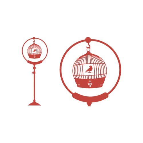 Sticker decorativ StickerStore Pasare in colivie, 120x47 cm, Rosu