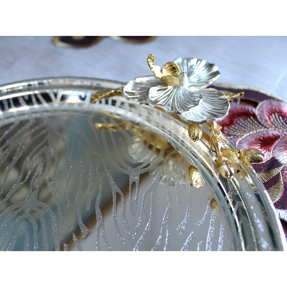 Tava de servire rotunda, metal placat cu argint, diametru 24 cm - eMAG.ro