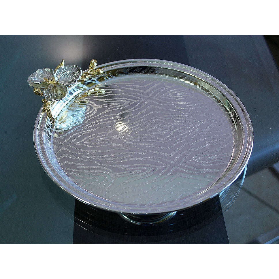 Tava de servire rotunda, metal placat cu argint, diametru 24 cm - eMAG.ro