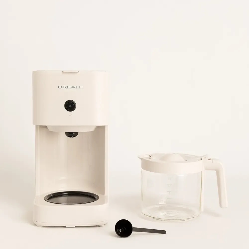 Cafetiera tip drip CREATE, Thera Drip, 12 cani, capacitate carafa din sticla 1.5 litri, cafea macinata 60g, indicator nivel apa/cafea, sistem anti-drip, Keep Warm, oprire automata, protectie supraincalzire, protectie supraincarcare, crem