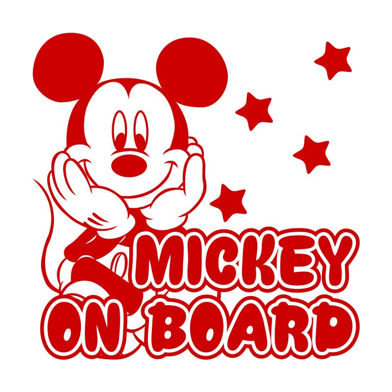 Sticker Auto - SMAER - Mickey On Board - 25cm x 25cm - Rosu
