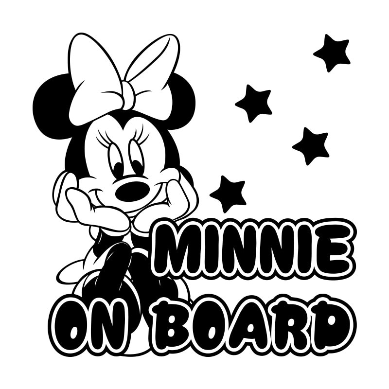 Sticker Auto - SMAER - Minnie On Board - 15cm x 15cm - Negru