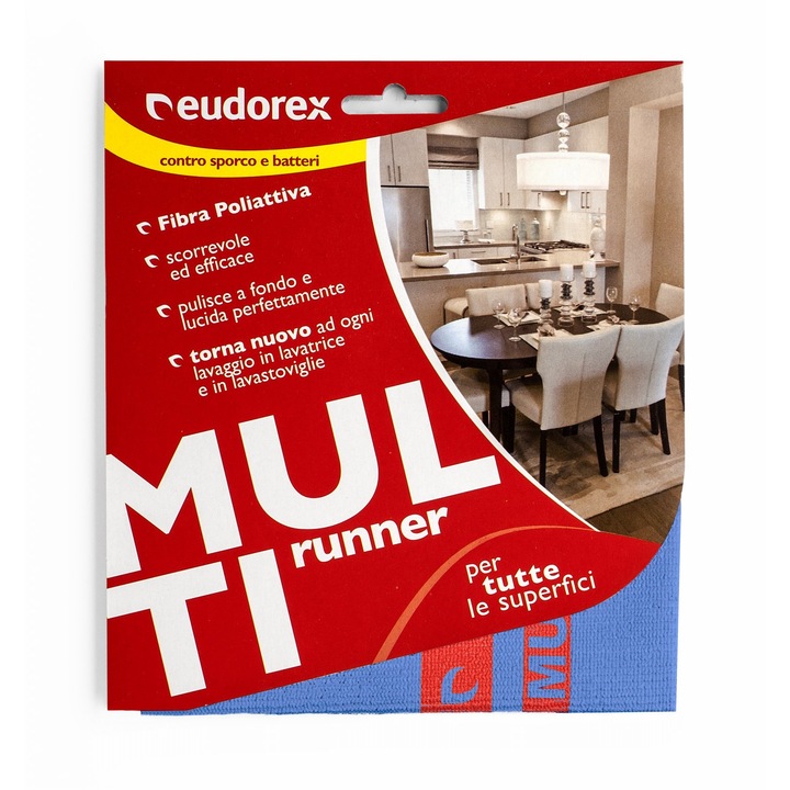 Laveta de curatat bucataria, Eudorex, Microfibra, Albastru, 35x32 cm