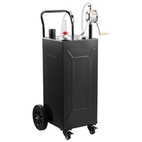 Rezervor mobil pentru combustibil, 132, 5 l, Din Otel Carbon, Cu Pompa Manuala, Cu 4 Roti, Pentru Benzina si Motorina, Negru