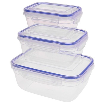 Set 3 caserole Excellent, plastic, cu inchidere ermetica Set 3 caserole Excellent, plastic, cu inchidere ermetica