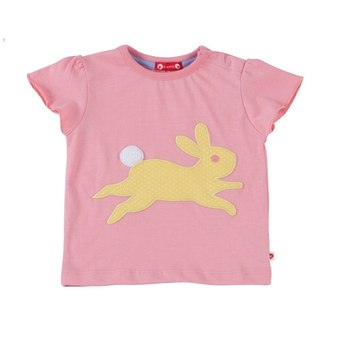 Tricou cu iepuras, bumbac organic, roz, bebe 12 - 18 luni