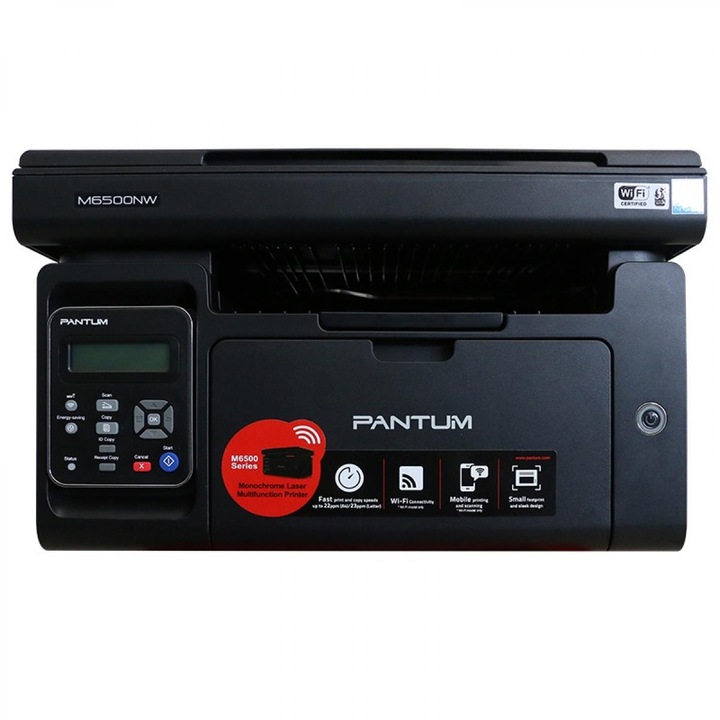 Imprimanta Multifunctionala Laser Pantum, M6500NW, WiFi, Retea, Viteza 22ppm, print, copy, scan