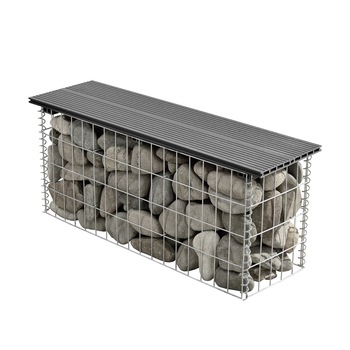 Banca Gabion pentru gradina, casa.pro, 100 x 30 x 45 cm, metal/WPC, gri Banca Gabion pentru gradina, casa.pro, 100 x 30 x 45 cm, metal/WPC, gri