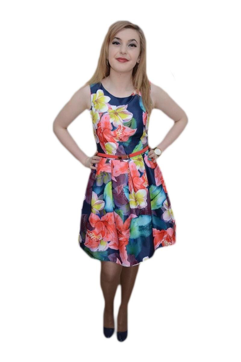 Rochie deosebita, material cu aspect satinat, D&J Exclusive, Multicolor