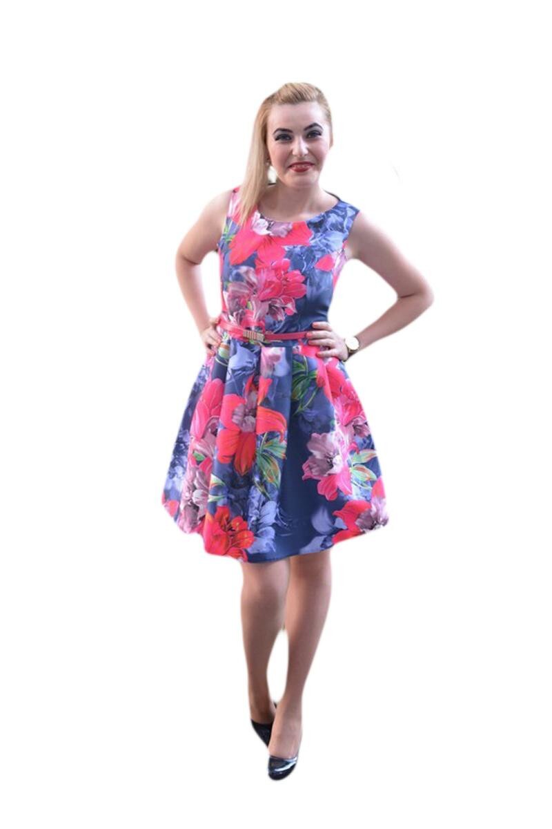 Rochie eleganta cu motive florale , D&J Exclusive, Multicolor