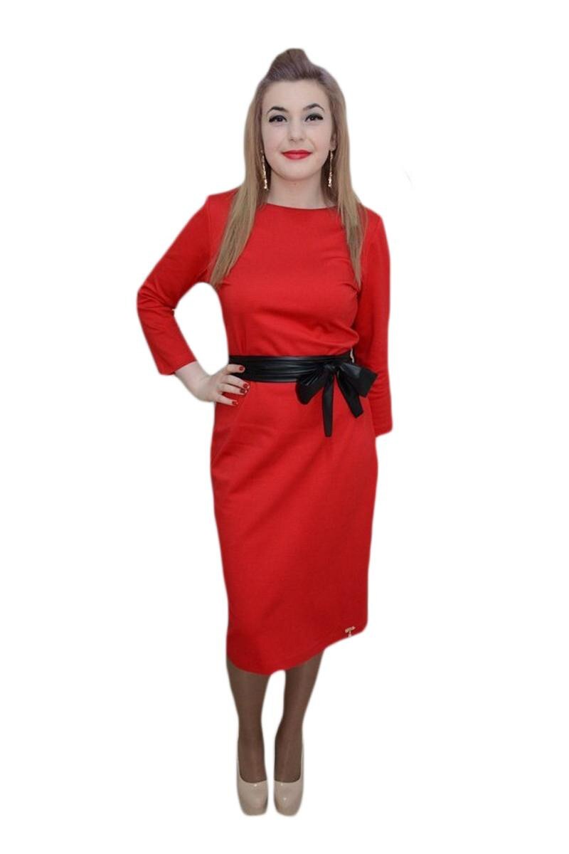 Rochie deosebita cu nasturi in spate, D&J Exclusive, Rosu