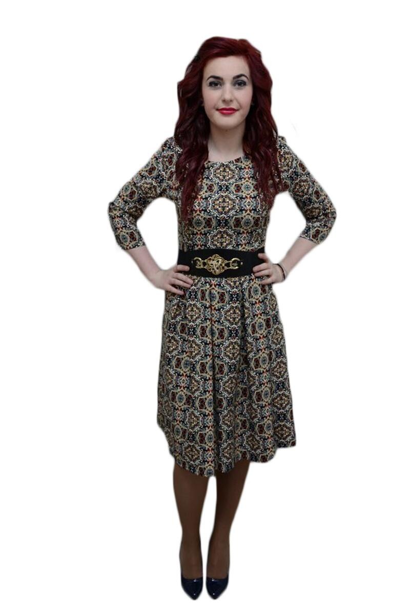 Rochie tinereasca, curea lata in talie, D&J Exclusive, Multicolor