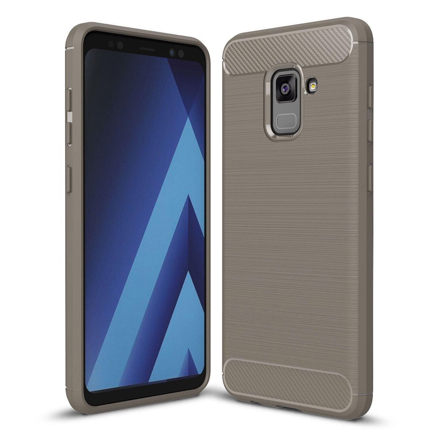 Husa Samsung Galaxy A8 (2018) - Tpu Carbon Fibre Brushed - gri