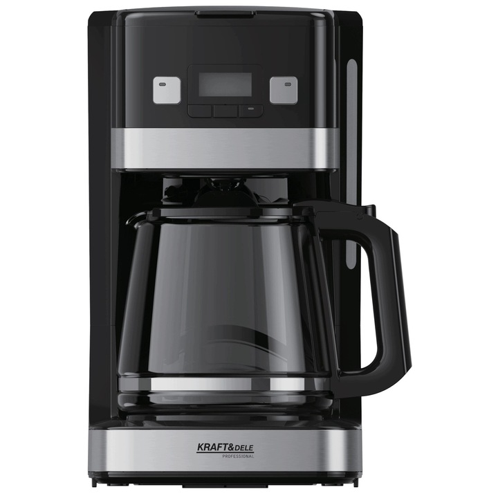 Cafetiera cu filtru Kraft&Dele KD4286 (31577N7LA05XI), 1.8 L, 1200 W, timer, 12 cesti, negru/inox
