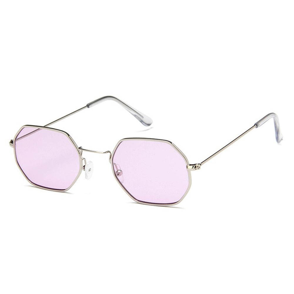 Ochelari retro unisex, octagonali cu lentila mov